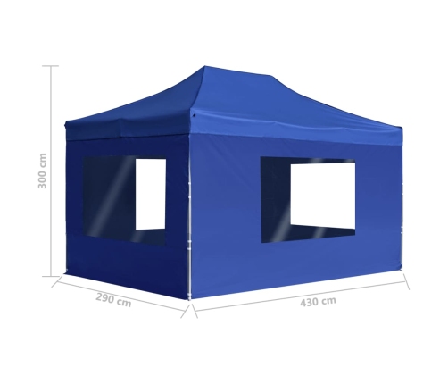 Carpa plegable profesional con paredes aluminio azul 4,5x3 m