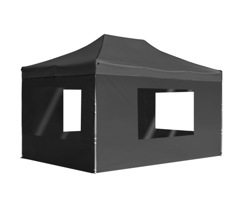 Carpa plegable con paredes aluminio gris antracita 4,5x3 m
