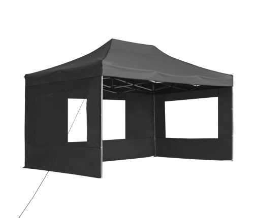 Carpa plegable con paredes aluminio gris antracita 4,5x3 m