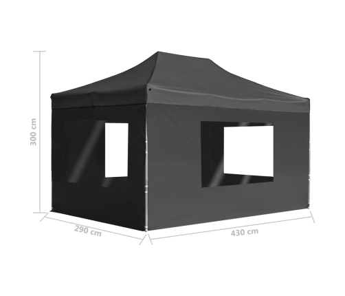 Carpa plegable con paredes aluminio gris antracita 4,5x3 m