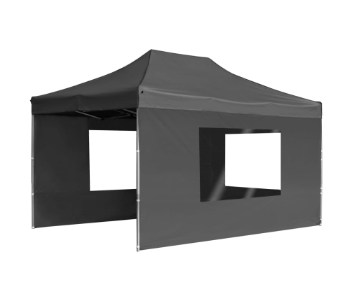 Carpa plegable con paredes aluminio gris antracita 4,5x3 m
