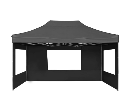 Carpa plegable con paredes aluminio gris antracita 4,5x3 m