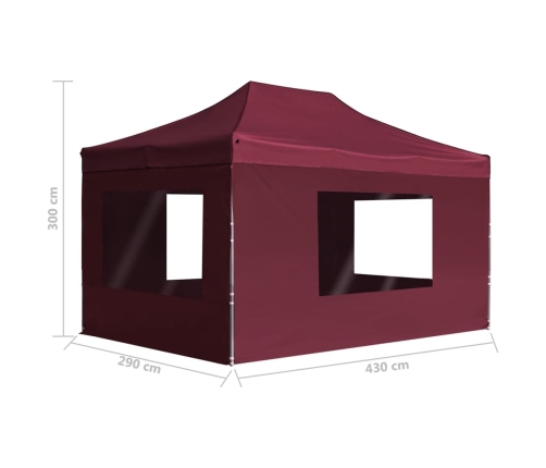 Carpa plegable profesional y paredes aluminio rojo tinto 4,5x3m