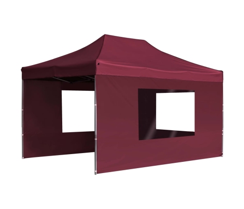 Carpa plegable profesional y paredes aluminio rojo tinto 4,5x3m