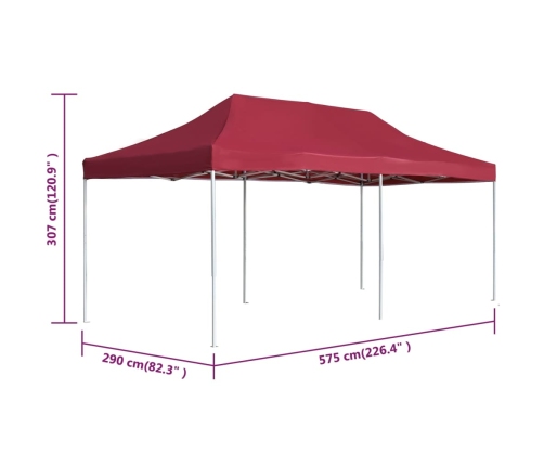 Carpa plegable profesional de aluminio rojo vino tinto 6x3m