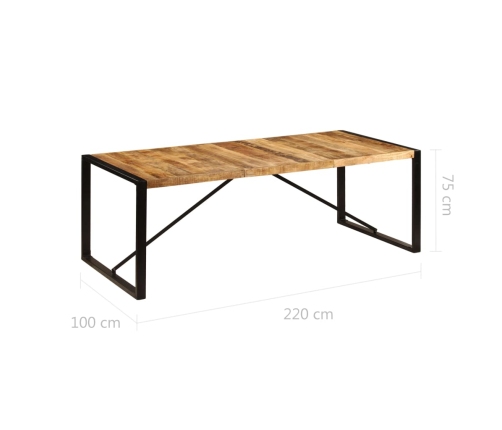 Mesa de comedor de madera maciza de mango 220x100x75 cm