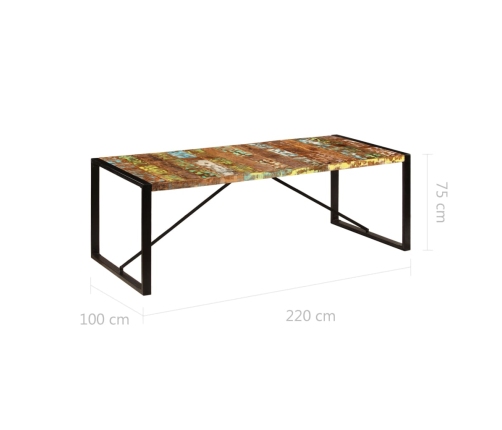 Mesa de comedor de madera maciza reciclada 220x100x75 cm