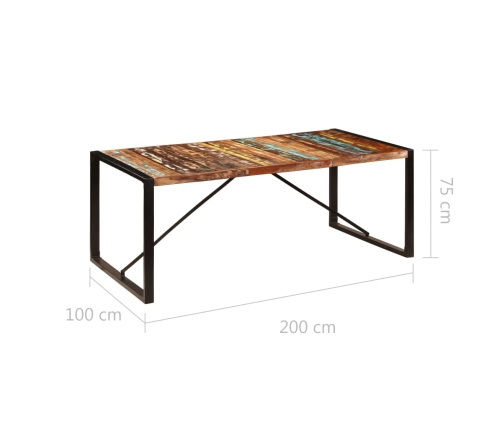 Mesa de comedor de madera maciza reciclada 200x100x75 cm