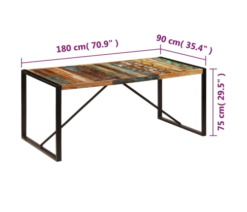 Mesa de comedor de madera maciza reciclada 180x90x75 cm