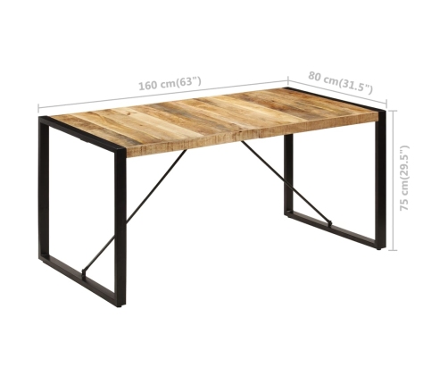 Mesa de comedor de madera maciza de mango 160x80x75 cm