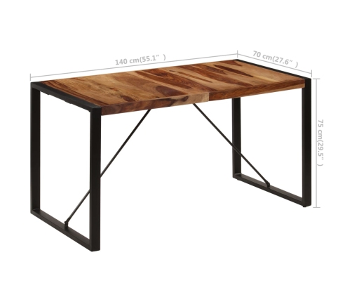 vidaXL Mesa de comedor 140x70x75 cm madera maciza de sheesham