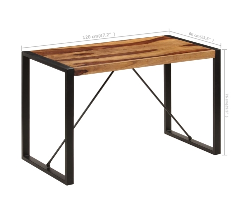 Mesa de comedor de madera maciza de sheesham 120x60x76 cm