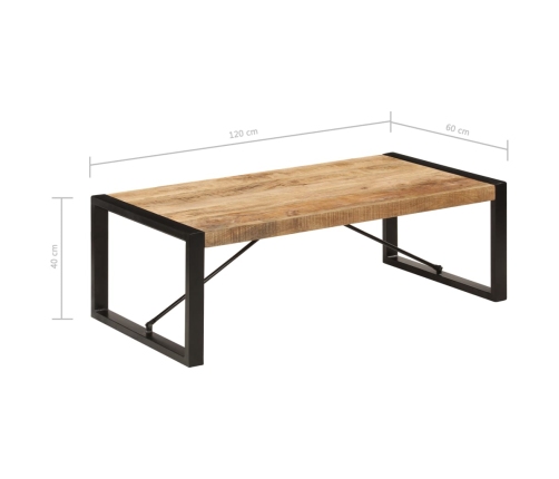 Mesa de centro de madera maciza de mango 120x60x40 cm