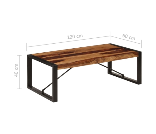 Mesa de centro de madera maciza de sheesham 120x60x40 cm