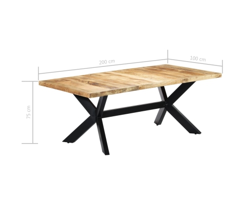 Mesa de comedor de madera maciza de mango 200x100x75 cm