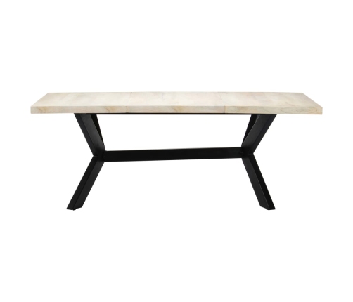 Mesa de comedor madera maciza de mango blanco 200x100x75 cm