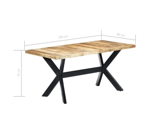 Mesa de comedor madera maciza de mango rugosa 160x80x75 cm