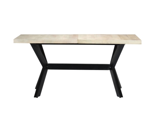 Mesa de comedor madera maciza de mango blanco 160x80x75 cm