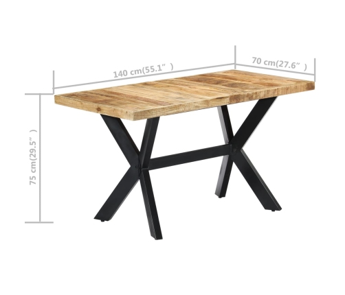 Mesa de comedor madera maciza de mango rugosa 140x70x75 cm