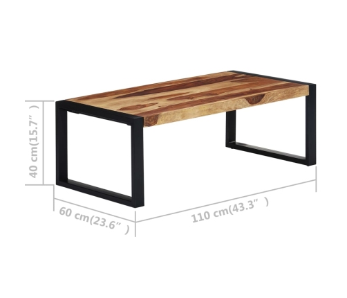 Mesa de centro de madera maciza de sheesham 110x60x40 cm