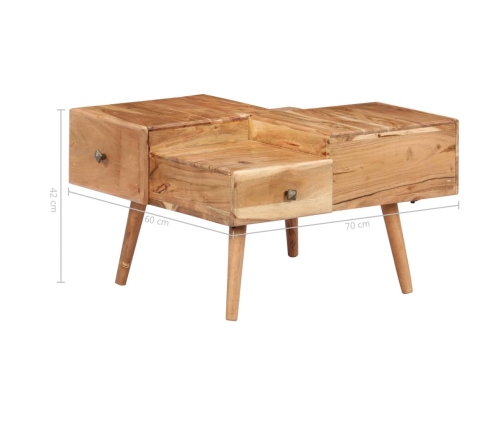 Mesa de centro de madera maciza de acacia 70x60x42 cm