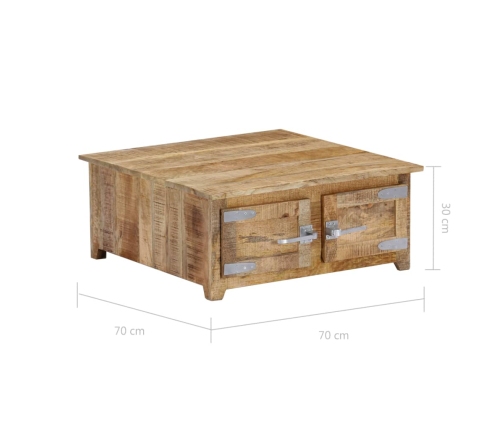 Mesa de centro de madera maciza de mango 70x70x30cm