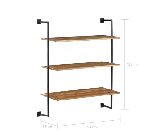 vidaXL Estantería de pared de madera maciza de acacia 94x35x113 cm