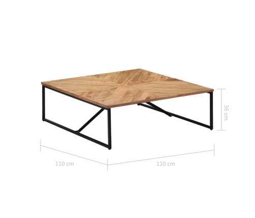 Mesa de centro madera maciza de acacia 110x110x36 cm