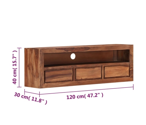 Mueble de TV de madera maciza de Sheesham 120x30x40 cm