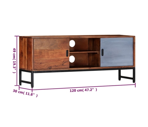 Mueble de TV de madera maciza de acacia 120x30x49 cm