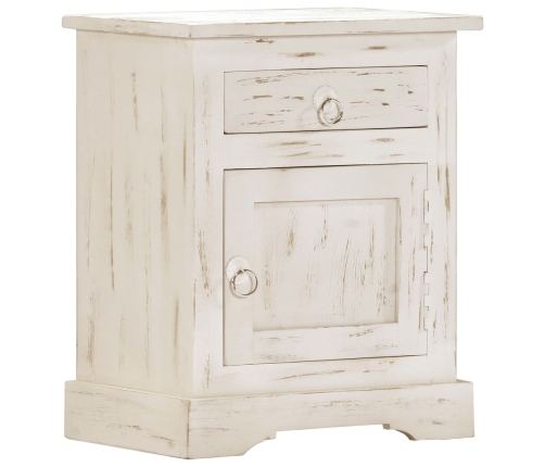 vidaXL Mesita de noche de madera maciza de mango blanca 40x30x50 cm