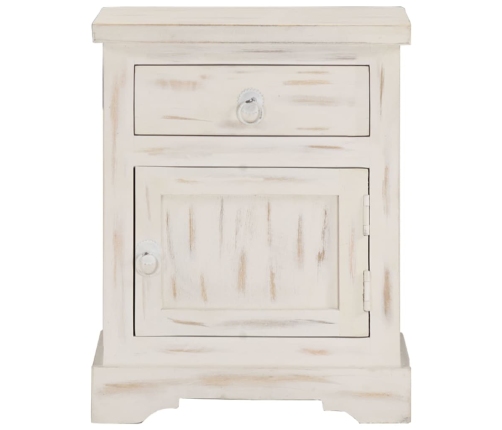 vidaXL Mesita de noche de madera maciza de mango blanca 40x30x50 cm