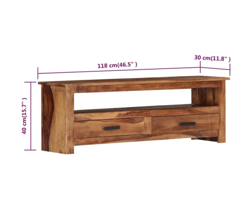 Mueble de TV de madera maciza 118x30x40 cm