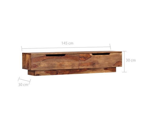 Mueble de TV madera maciza 145x30x30 cm