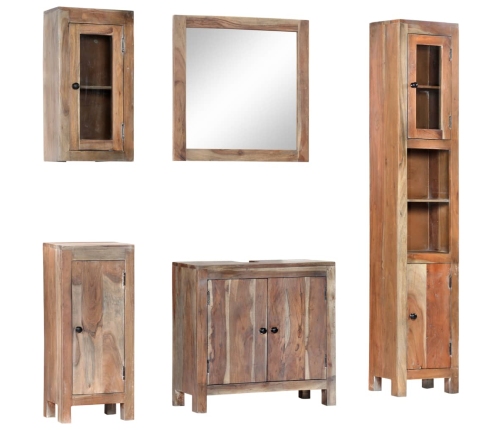 Juego de muebles de baño 5 piezas madera maciza de acacia