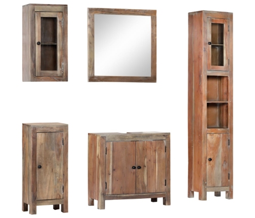 Juego de muebles de baño 5 piezas madera maciza de acacia