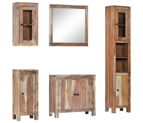 Juego de muebles de baño 5 piezas madera maciza de acacia