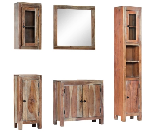 Juego de muebles de baño 5 piezas madera maciza de acacia