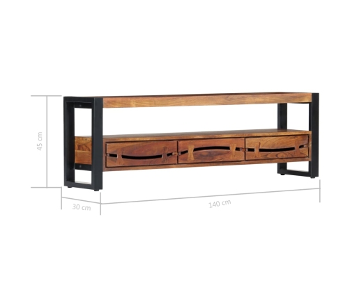 Mueble de TV madera maciza de acacia 140x30x45 cm