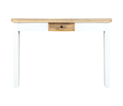 Mesa consola de madera maciza mango blanca marrón 110x35x75 cm