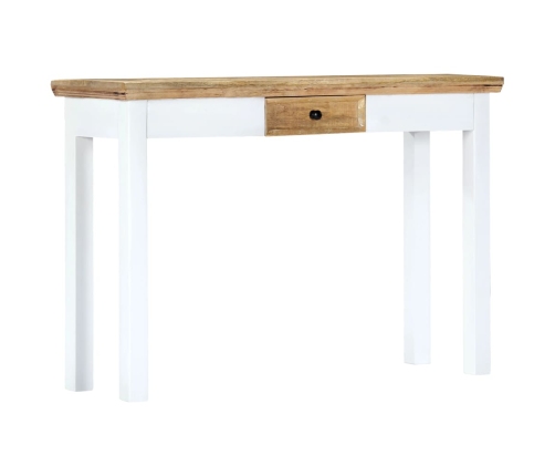 Mesa consola de madera maciza mango blanca marrón 110x35x75 cm