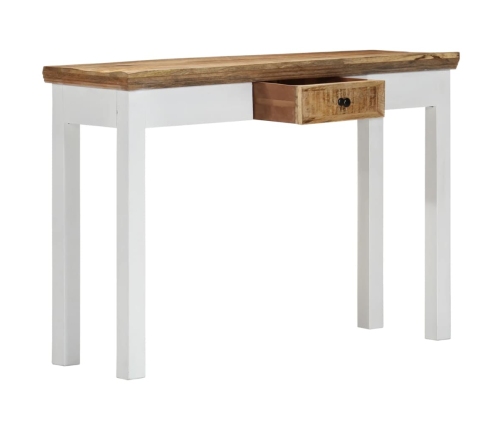 Mesa consola de madera maciza mango blanca marrón 110x35x75 cm