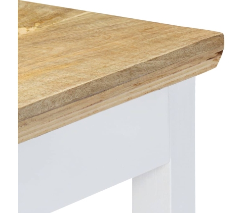 Mesa consola de madera maciza mango blanca marrón 110x35x75 cm