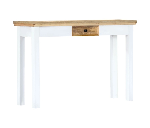 Mesa consola de madera maciza mango blanca marrón 110x35x75 cm