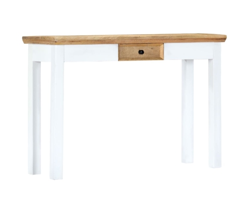 Mesa consola de madera maciza mango blanca marrón 110x35x75 cm