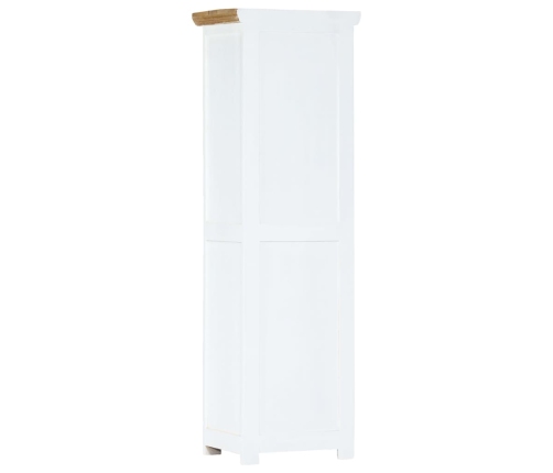 Aparador madera maciza mango rugosa blanco marrón 40x30x128 cm