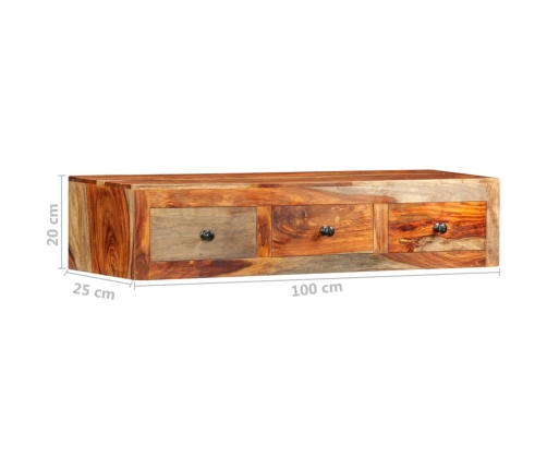 Mesa consola de pared madera maciza de Sheesham 100x25x20 cm