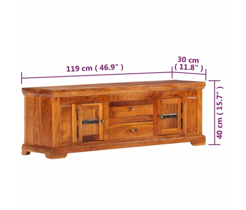 Mueble de TV de madera maciza de acacia 119x30x40 cm