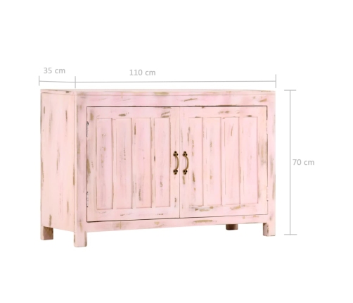 Aparador de madera maciza de mango rosa claro 110x35x70 cm