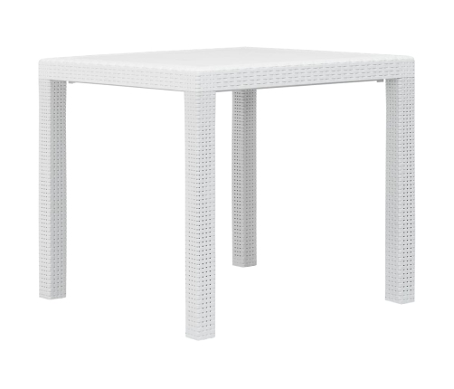 Mesa de jardín de plástico aspecto ratán blanco 79x79x72 cm